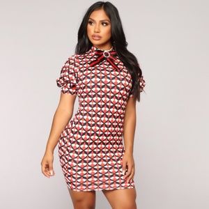 First Impressions Dress in Red Multi from Fashion Nova